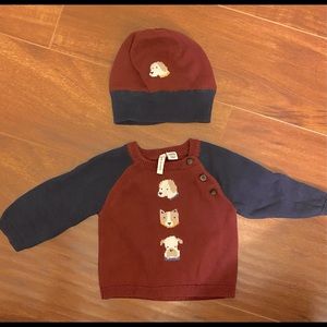 Adorable Janie & Jack Puppy Sweater with Matching Beanie